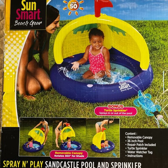 36" POOL - SunSmart Splash 'N Play Sandcastle - Pool and Sprinkler - Picture 1 of 1
